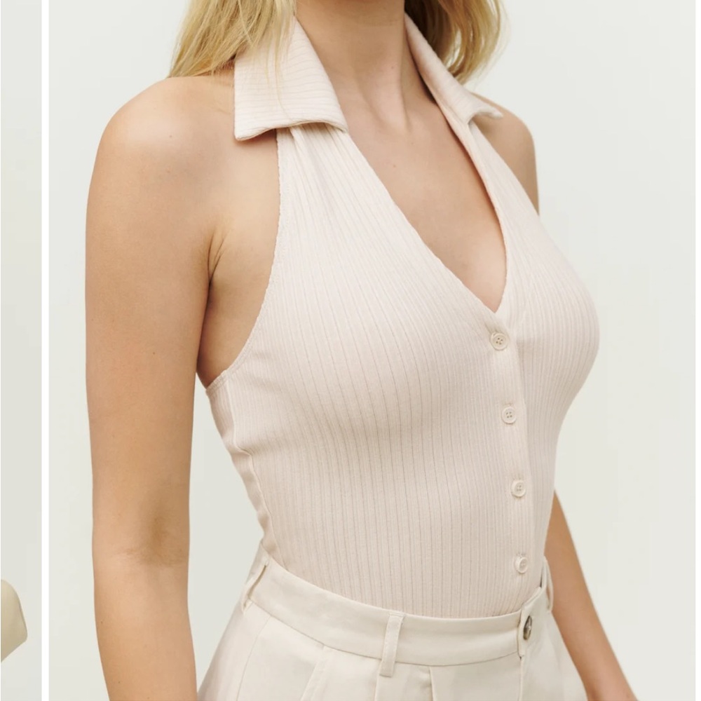 Reformation Bryleigh Knit Top Bone - Size L